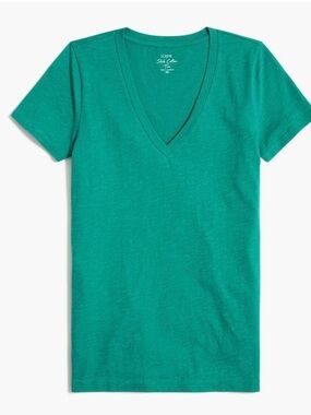 J.Crew Slub Cotton V‑Neck Tee Green, S